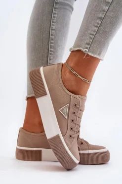 Niskie Trampki Damskie Beżowe Enalae