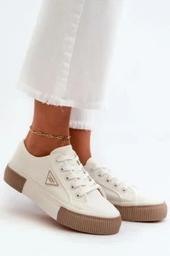 Niskie Trampki Damskie Białe Enalae