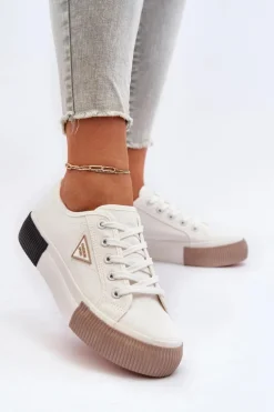 Niskie Trampki Damskie Białe Enalae