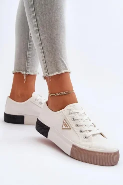 Niskie Trampki Damskie Białe Enalae