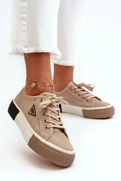 Niskie Trampki Damskie Brązowe Enalae