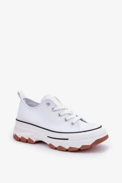 Niskie Trampki Damskie Na Platformie Białe Aradwin