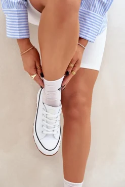 Niskie Trampki Damskie Na Platformie Białe Aradwin