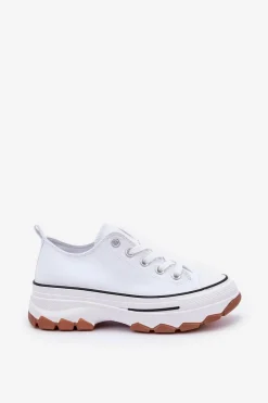 Niskie Trampki Damskie Na Platformie Białe Aradwin