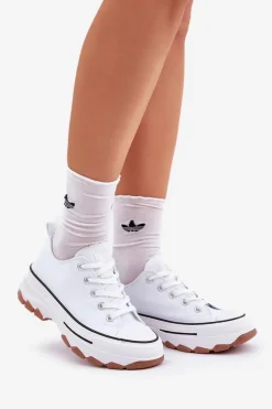 Niskie Trampki Damskie Na Platformie Białe Aradwin