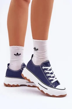 Niskie Trampki Damskie Na Platformie Granatowe Aradwin