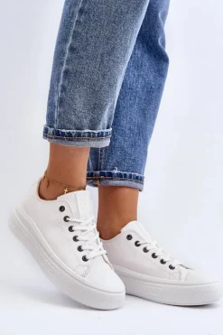 Niskie Trampki Damskie Ocieplane Białe Big Star MM274029