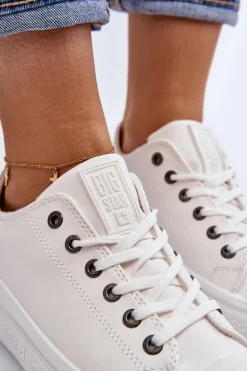 Niskie Trampki Damskie Ocieplane Białe Big Star MM274029