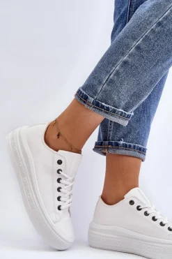 Niskie Trampki Damskie Ocieplane Białe Big Star MM274029