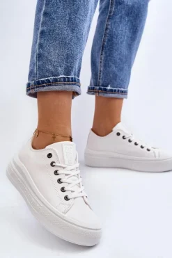 Niskie Trampki Damskie Ocieplane Białe Big Star MM274029