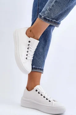 Niskie Trampki Damskie Ocieplane Białe Big Star MM274029