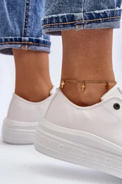 Niskie Trampki Damskie Ocieplane Białe Big Star MM274029