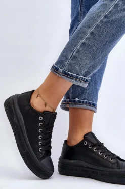 Niskie Trampki Damskie Ocieplane Czarne Big Star MM274031