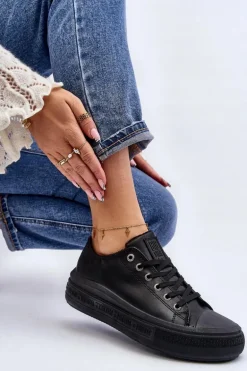 Niskie Trampki Damskie Ocieplane Czarne Big Star MM274031