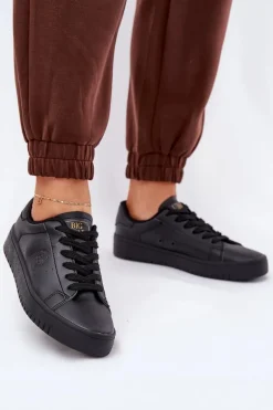 Niskie Trampki Damskie Z Eko Skóry Big Star NN274576 Czarne