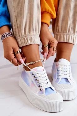 Niskie Trampki Na Platformie Niebiesko-Różowe Mischa