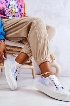 Niskie Trampki Na Platformie Niebiesko-Różowe Mischa