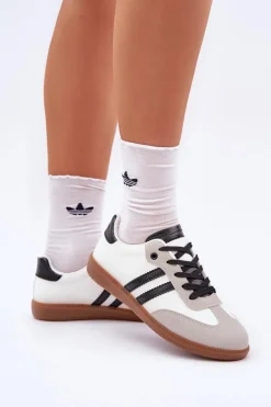 Niskie Trampki Tenisówki Damskie Biało-Czarne Loredis