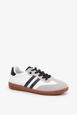 Niskie Trampki Tenisówki Damskie Biało-Czarne Loredis