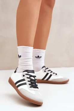 Niskie Trampki Tenisówki Damskie Biało-Czarne Loredis