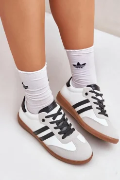 Niskie Trampki Tenisówki Damskie Biało-Czarne Loredis