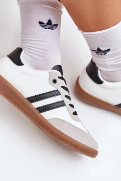 Niskie Trampki Tenisówki Damskie Biało-Czarne Loredis