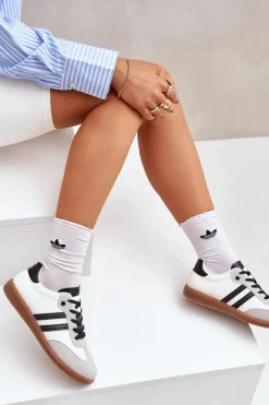 Niskie Trampki Tenisówki Damskie Biało-Czarne Loredis