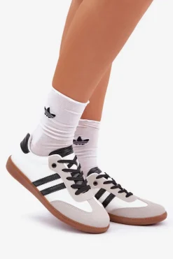 Niskie Trampki Tenisówki Damskie Biało-Czarne Loredis