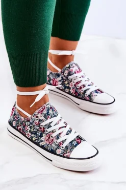 Niskie Trampki W Kwiaty Zielone Desiree