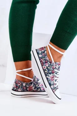 Niskie Trampki W Kwiaty Zielone Desiree