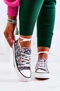 Niskie Trampki W Kwiaty Zielone Desiree