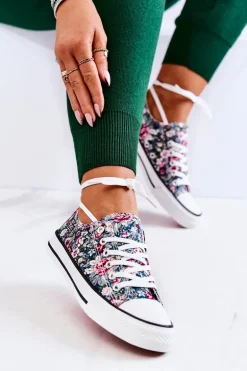 Niskie Trampki W Kwiaty Zielone Desiree