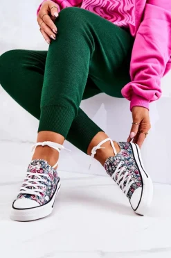 Niskie Trampki W Kwiaty Zielone Desiree