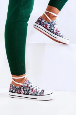Niskie Trampki W Kwiaty Zielone Desiree