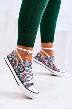 Niskie Trampki W Kwiaty Zielone Desiree