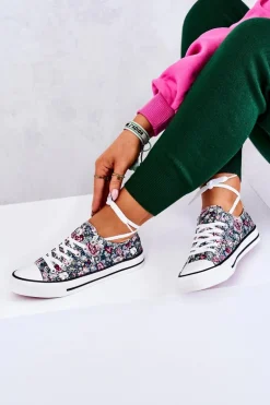 Niskie Trampki W Kwiaty Zielone Desiree