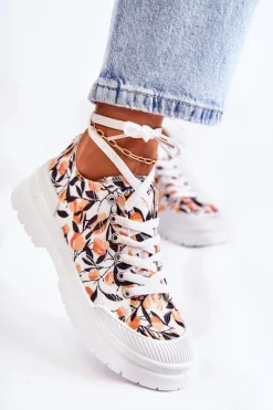 Niskie Trampki Wiązane W Owoce Białe Amissa