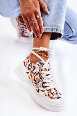 Niskie Trampki Wiązane W Owoce Białe Amissa