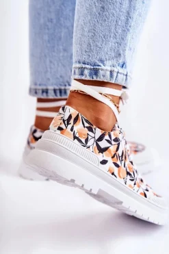 Niskie Trampki Wiązane W Owoce Białe Amissa