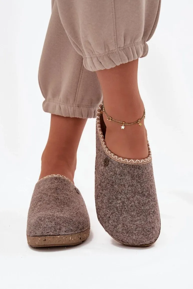 Obuwie Domowe Kapcie Damskie Inblu ED000031 Beżowe