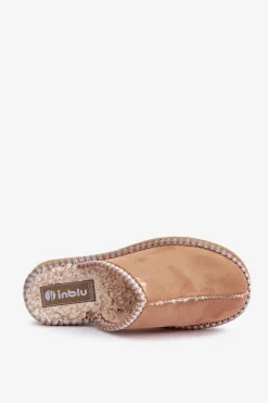 Obuwie Domowe Kapcie Z Haftem Damskie Inblu EY000028 Camel