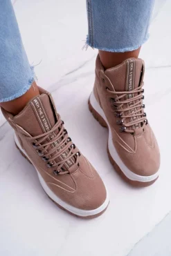 Obuwie Trekkingowe Damskie Trapery Beżowe Greem