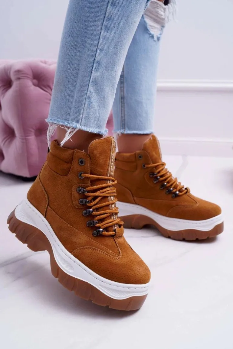 Obuwie Trekkingowe Trapery Damskie Camel Greem