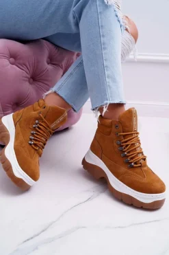 Obuwie Trekkingowe Trapery Damskie Camel Greem