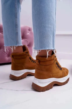 Obuwie Trekkingowe Trapery Damskie Camel Greem