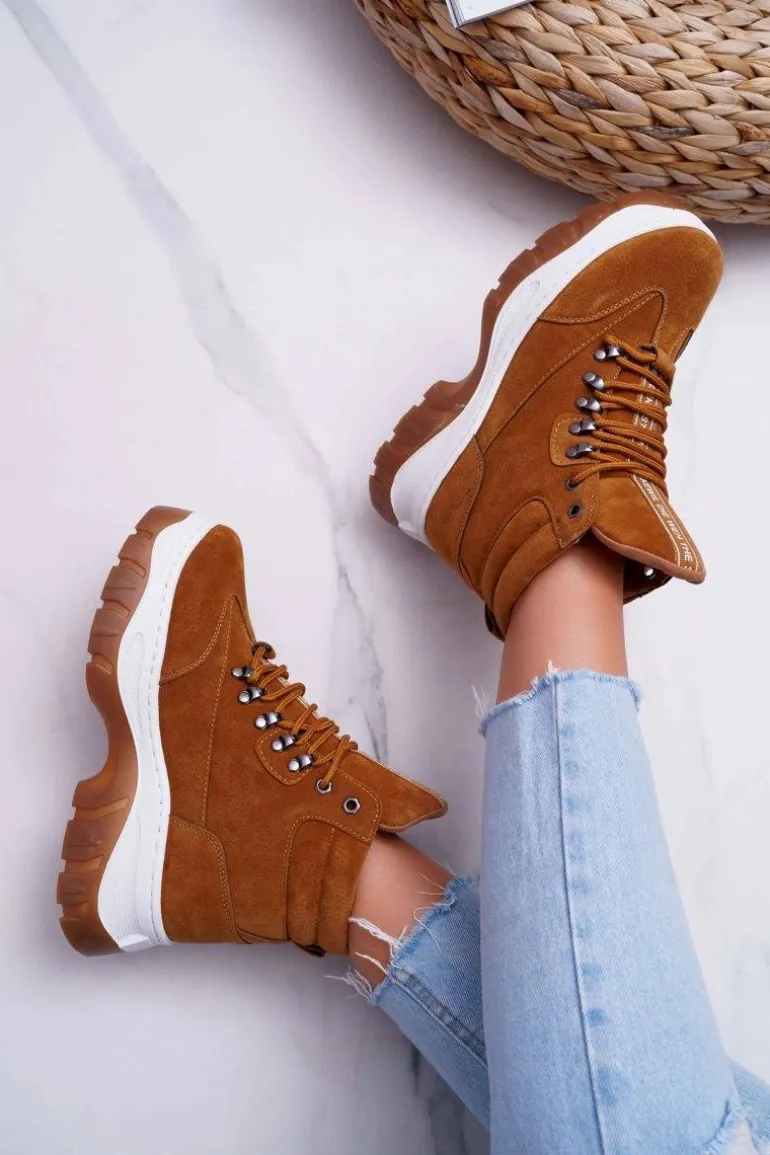 Obuwie Trekkingowe Trapery Damskie Camel Greem