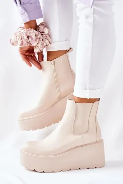 Ocieplane Botki Beżowe Montiano