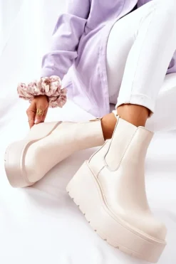 Ocieplane Botki Beżowe Montiano