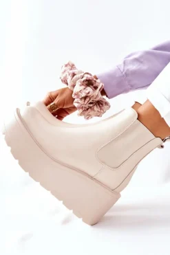 Ocieplane Botki Beżowe Montiano