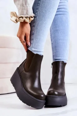 Ocieplane Botki Ciemnozielone Montiano